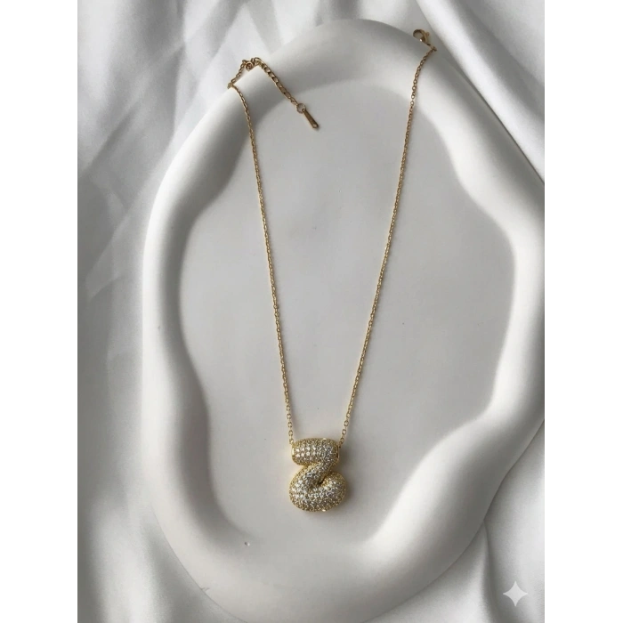 Gold Harfli Kolye