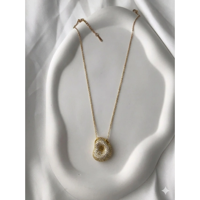 Gold Harfli Kolye