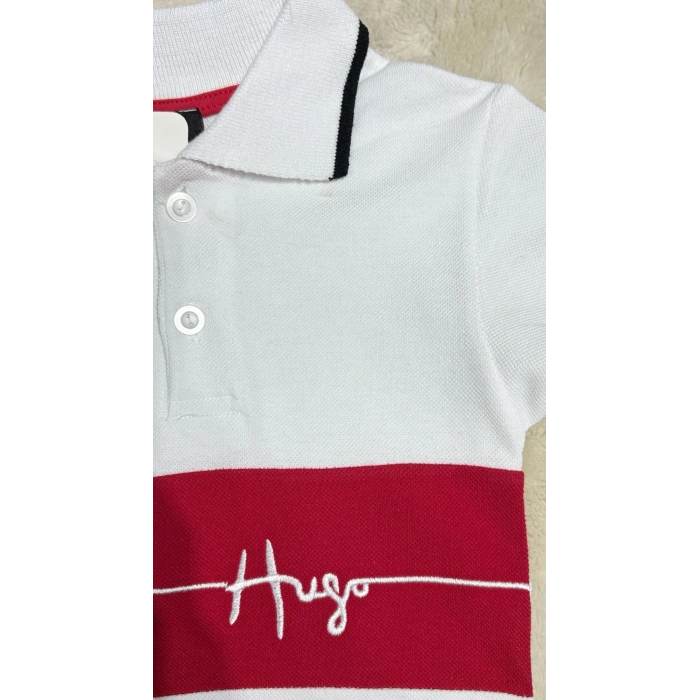 HUGO Çocuk Polo Yaka Beyaz Şortlu Takım