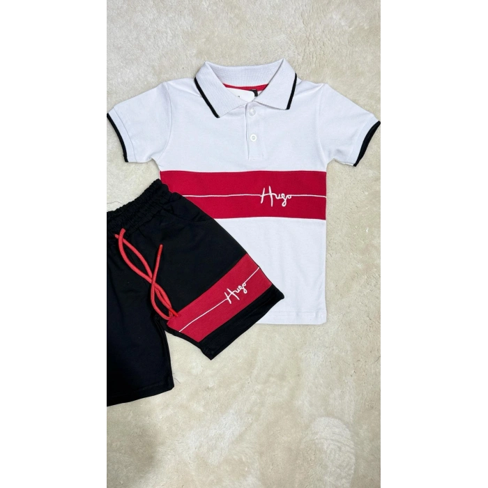 HUGO Çocuk Polo Yaka Beyaz Şortlu Takım