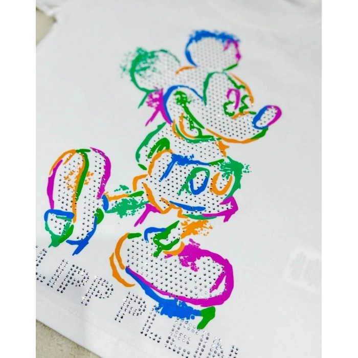 Renkli Mickey Baskılı Çocuk Tişörtü