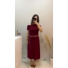 Kemerli Kayık Yaka Elbise