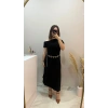 Kemerli Kayık Yaka Elbise