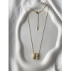 Gold Harfli Kolye