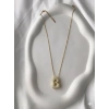 Gold Harfli Kolye