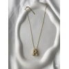 Gold Harfli Kolye