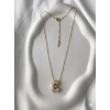 Gold Harfli Kolye