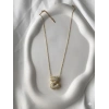 Gold Harfli Kolye