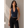 Halter Yaka Dantel Detaylı Top