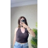 Halter Yaka Dantel Detaylı Top