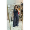 Koyu Mavi Yüksek Bel Bol Paça Kot Pantolon