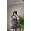 Puantiyeli Fular Detaylı Mini Elbise