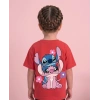 Stitch Baskılı Pembe Fitilli Bisikletçi Tayt Şort Takımı