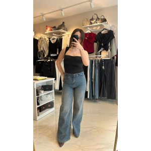 Bol Taşlı Wide Leg Jean
