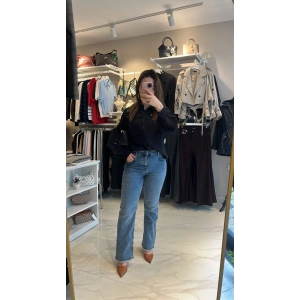 Mini Flare Paça Kesik Denim Jean