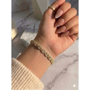 Taşlı Kalp Motifli Bileklik