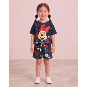 Kız Çocuk Minnie Mouse Baskılı Çiçek Desenli Takım