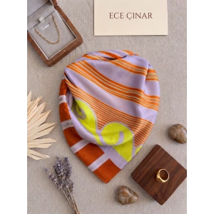Pastel Çizgili Saten Fular