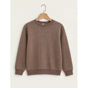 Bisiklet Yaka Kahve Çocuk Sweatshirt