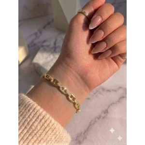Gold Renk Taşlı Denizci Zinciri Bileklik