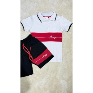 HUGO Çocuk Polo Yaka Beyaz Şortlu Takım