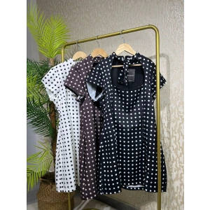 Puantiyeli Fular Detaylı Mini Elbise