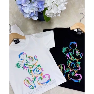 Renkli Mickey Baskılı Çocuk Tişörtü