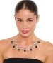 Kiraz Black Crystal Stoned Silver Plated Necklace