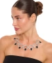Kiraz Black Crystal Stoned Silver Plated Necklace