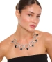 Kiraz Black Crystal Stoned Silver Plated Necklace
