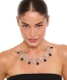 Kiraz Black Crystal Stoned Silver Plated Necklace