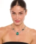 Kiraz Emerald Crystal Stoned Silver Plated Necklace