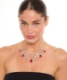 Kiraz Burgundy Crystal Stoned Silver Plated Necklace
