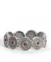 Kiraz Burgundy Stoned Elastic Silver Plated Bracelet