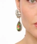 Kiraz Multicolored Crystal Stoned Silver Plated Earring