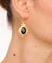 Kiraz Black Crystal Stoned Gold Plated Earring