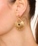 Kiraz Black Crystal Stoned Gold Plated Earring