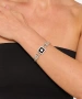 Kiraz Black Crystal Stoned Silver Plated Bracelet