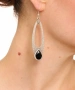 Kiraz Black Crystal Stoned Silver Plated Earring