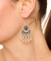 Kiraz Black Crystal Stoned Silver Plated Earring