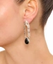Kiraz Black Crystal Stoned Silver Plated Earring