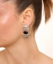 Kiraz Black Crystal Stoned Silver Plated Earring