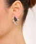 Kiraz Black Crystal Stoned Silver Plated Earring