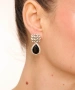Kiraz Black Crystal Stoned Silver Plated Earring