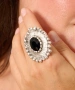 Kiraz Black Crystal Stoned Silver Plated Ring