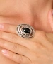 Kiraz Black Crystal Stoned Silver Plated Ring
