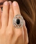 Kiraz Black Crystal Stoned Silver Plated Ring