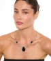 Kiraz Black Crystal Stoned Silver Plated Necklace