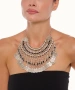 Kiraz Black Stoned Cleopatra Silver Plated Necklace