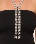 Kiraz Tie Black Stoned Silver Plated Necklace
